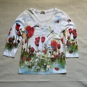 Cactus Brand Long Sleeve Whimsygoth Lady Bug Cottagecore Y2k Shirt Size Small